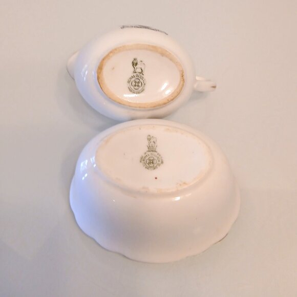 Vintage Royal Doulton Cream And Sugar Set Rotorua Birds With Ship Crest - Picture 8 of 8